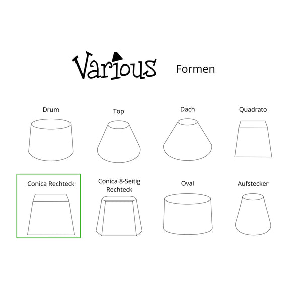 Various Conical Rectangular Lampshade - Gray - Ø20 or Ø27 cm – Silk