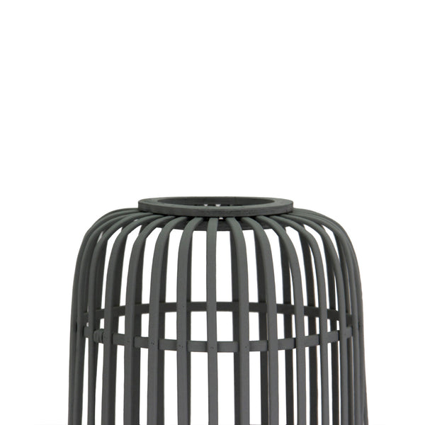 Close-up van het grijze bamboe vlechtwerk van de Various Woven vloerlamp Ø22 cm, 130 cm hoog.