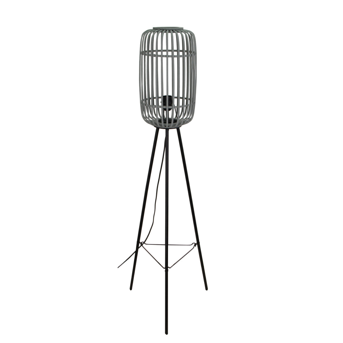 Various Floor Lamp Living Room with Rattan Lampshade Ø 22cm, Black Metal Tripod, E27, Total Height 130cm
