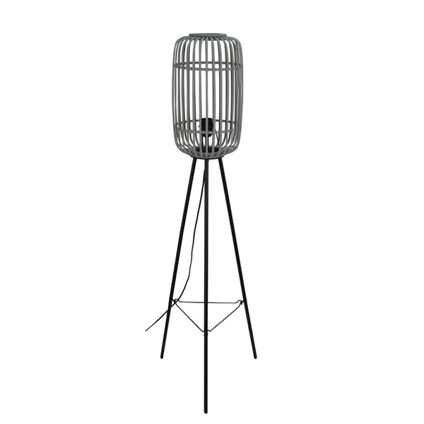 Various Floor Lamp Living Room with Rattan Lampshade Ø 22cm, Black Metal Tripod, E27, Total Height 130cm