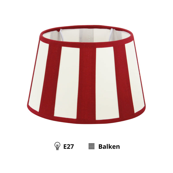 Abajur Variado - Oval - Vermelho com Listras - Ø20, Ø22 ou Ø26 cm