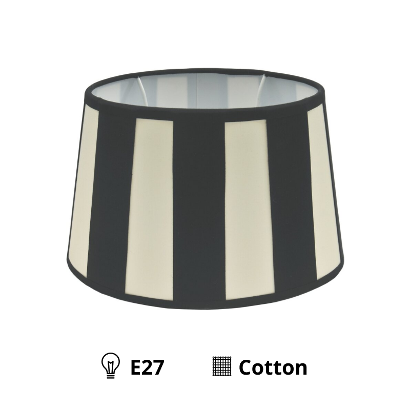 Various Oval Lampshade - Black with Beam Pattern – Ø20, Ø22 or Ø26 cm – Chintz