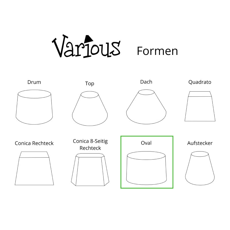 Various Oval Lampshade - Gray with Beam Pattern – Ø20, Ø22 or Ø26 cm – Chintz