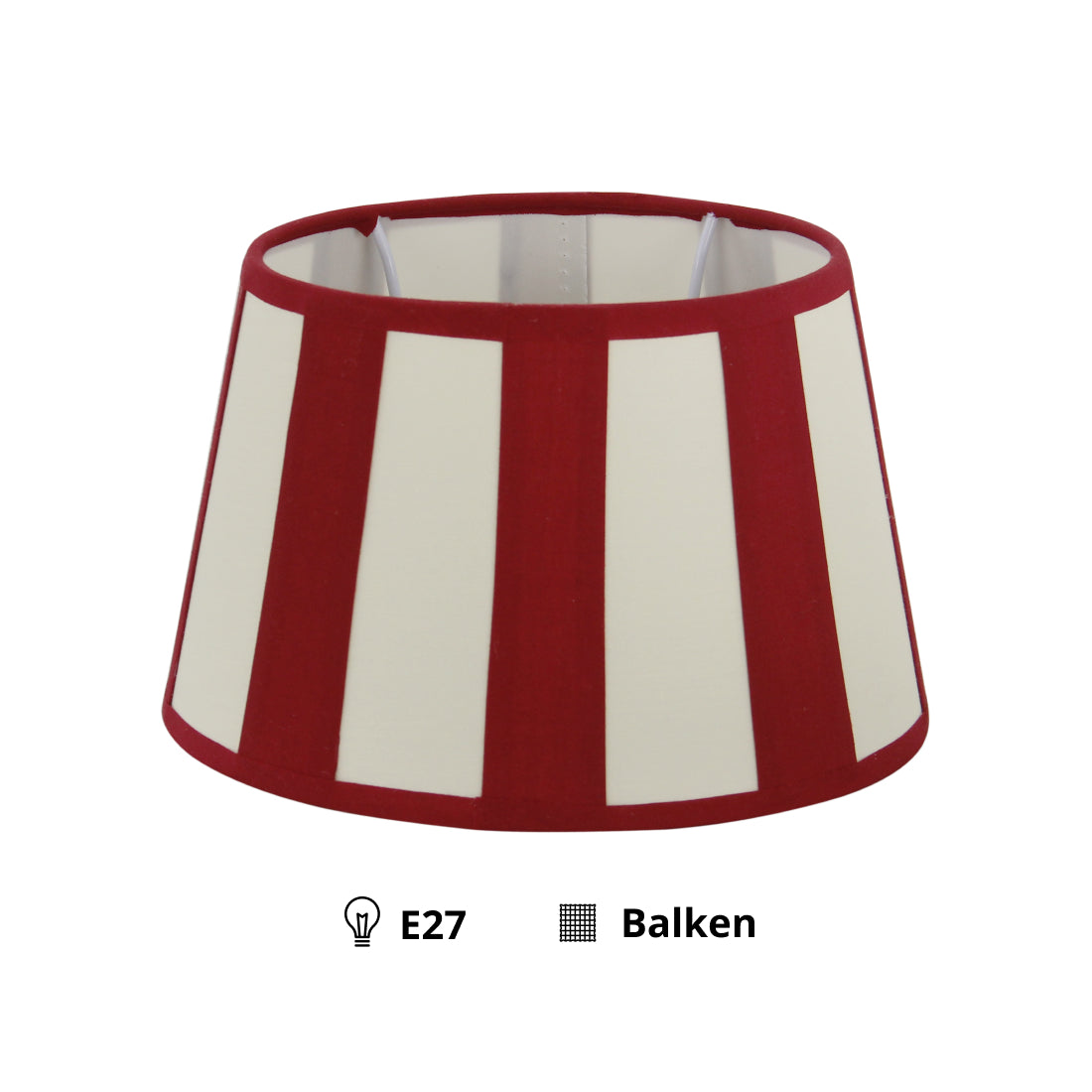 Pantalla de lámpara Variada - Ovalada - Roja con Rayas - Ø20, Ø22 o Ø26 cm