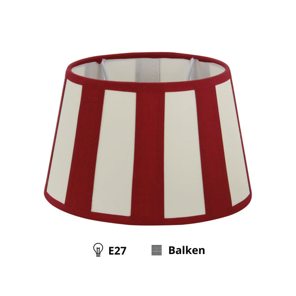 Pantalla de lámpara Variada - Ovalada - Roja con Rayas - Ø20, Ø22 o Ø26 cm