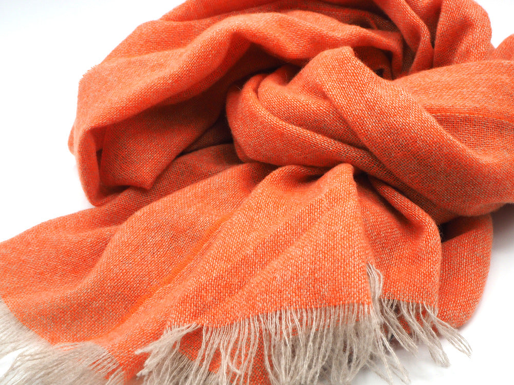 Pure orange cashmere scarf