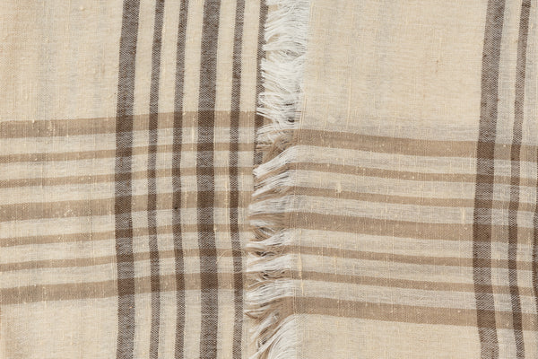 Beige Checkered Pure Silk Scarf