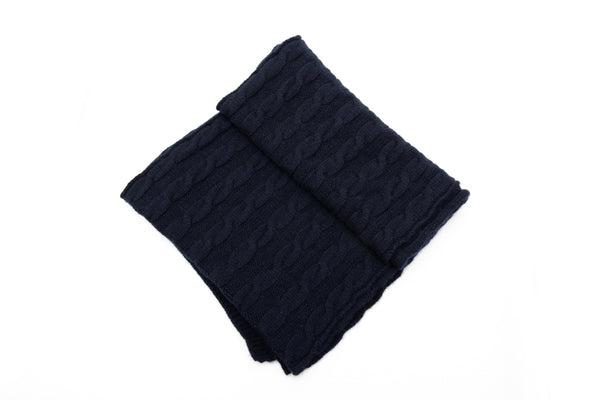Dark blue pure cashmere scarf