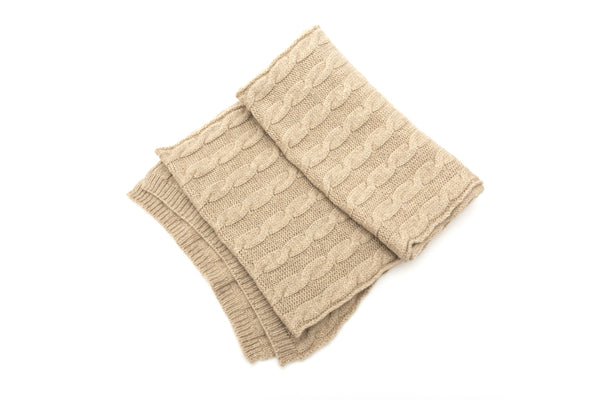 Beige pure cashmere scarf