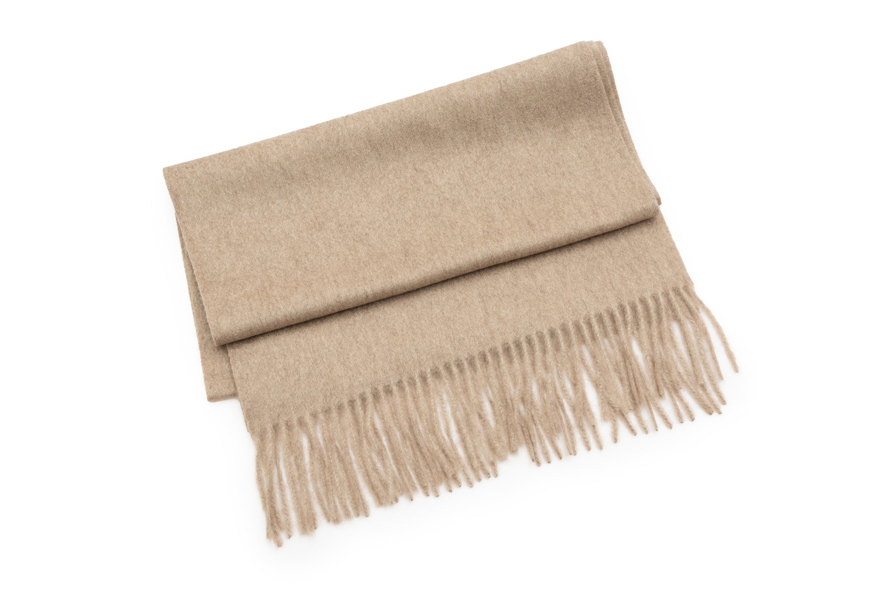 Bufanda beige con flecos de cachemira pura