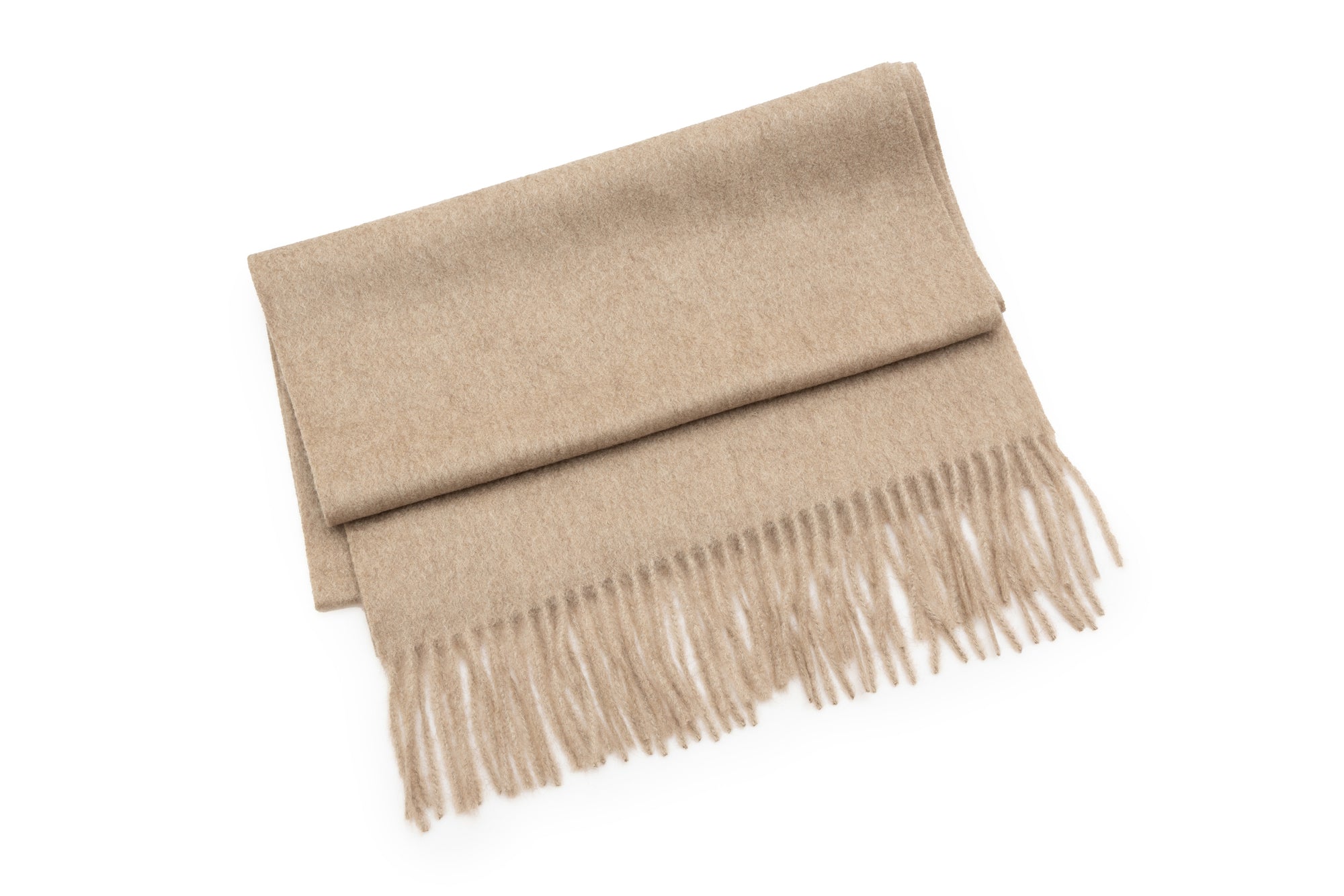 Bufanda beige con flecos de cachemira pura