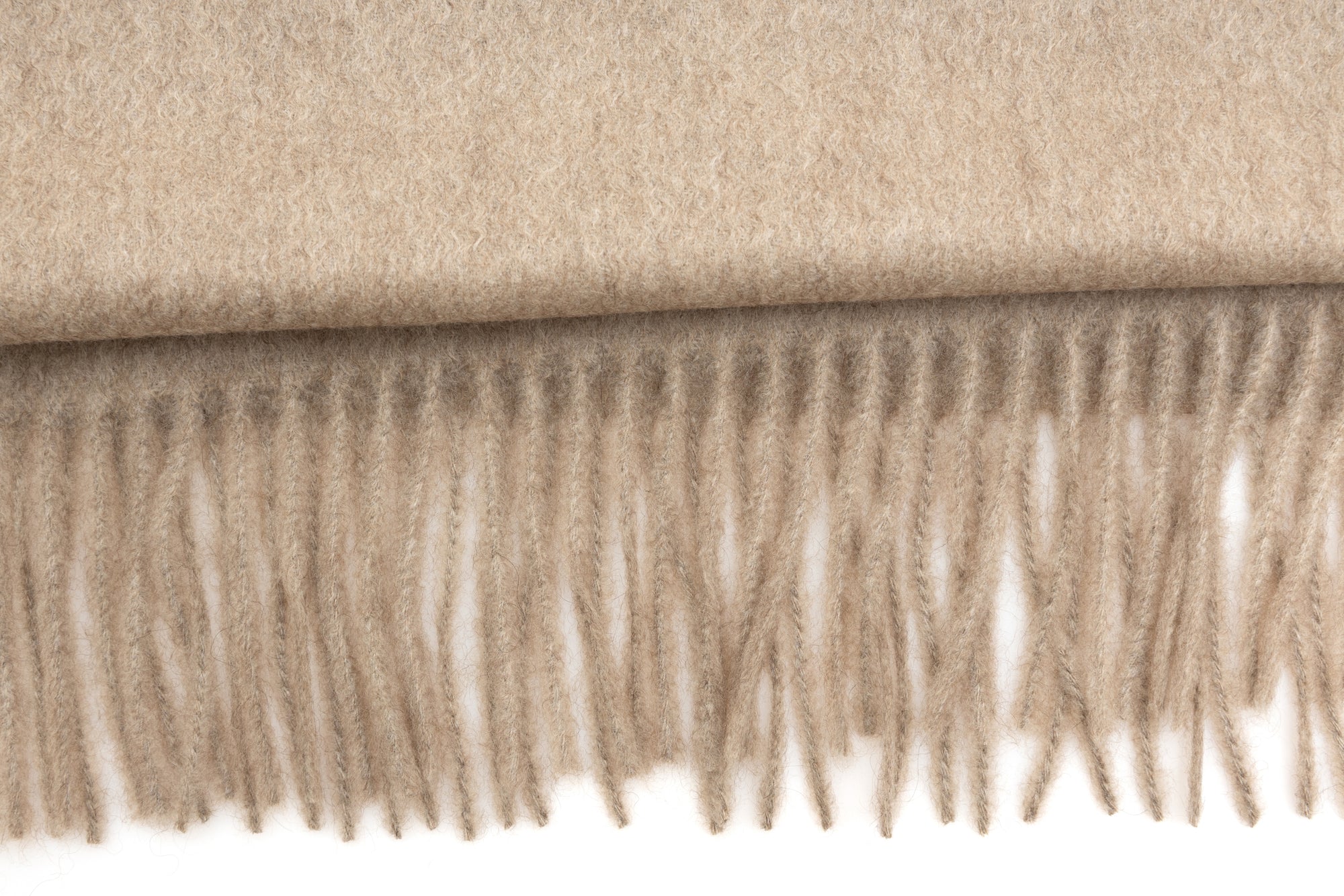Bufanda beige con flecos de cachemira pura