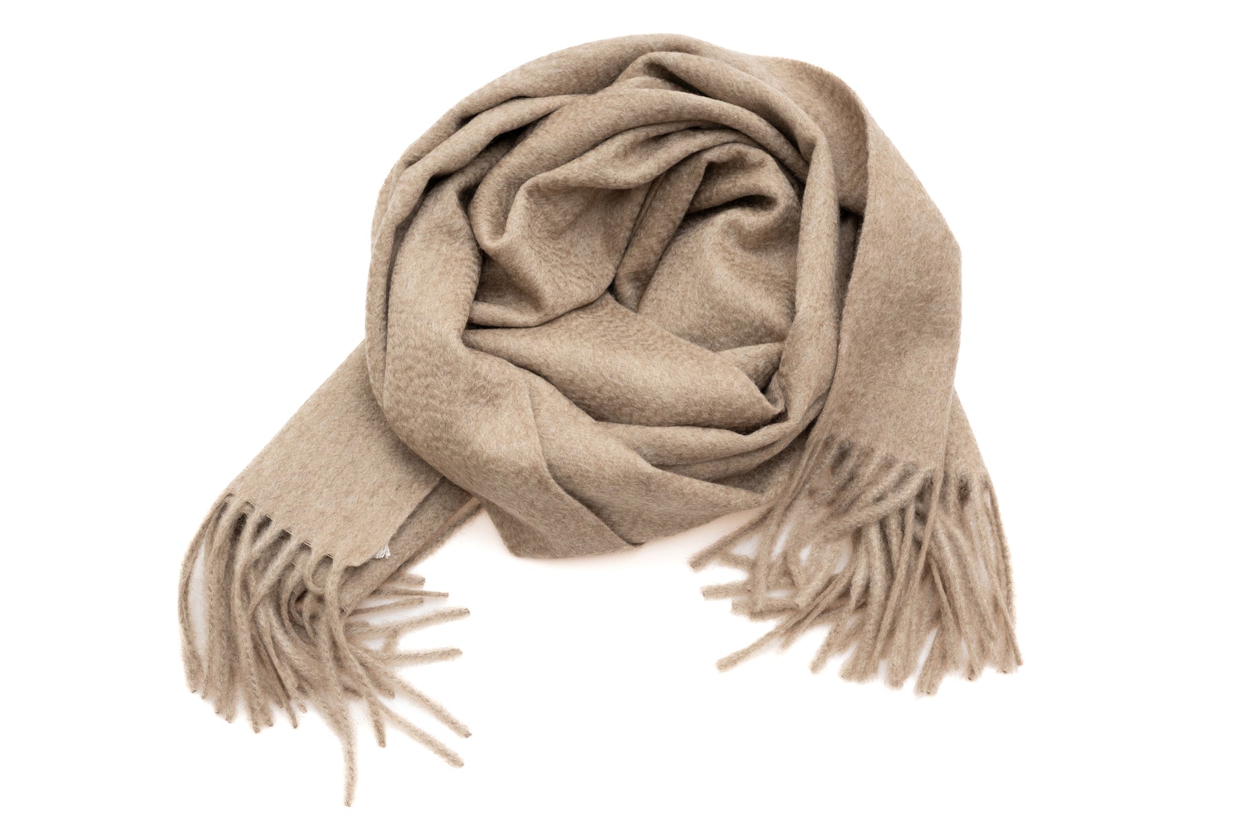 Bufanda beige con flecos de cachemira pura