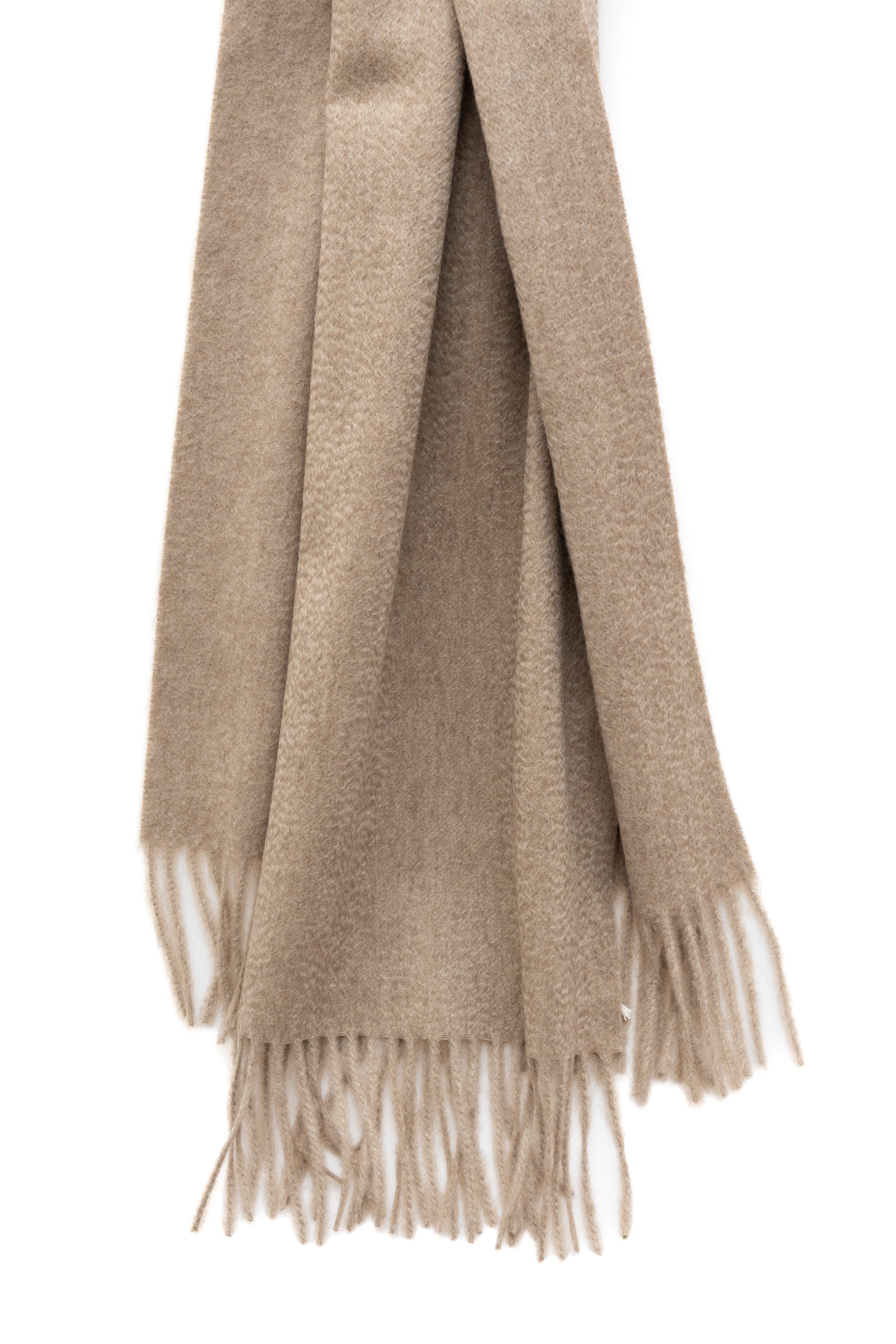 Bufanda beige con flecos de cachemira pura