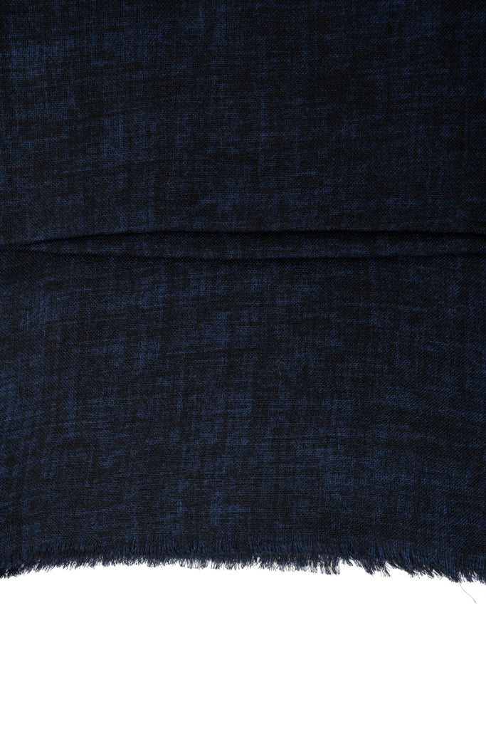 Modra dvojna šal z bež robom iz čiste volne