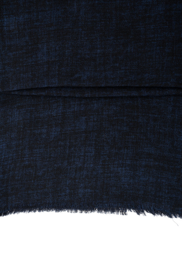 Modra dvojna šal z bež robom iz čiste volne