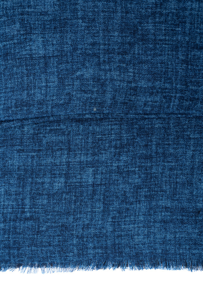 Blue double-layer scarf with gray border pure wool