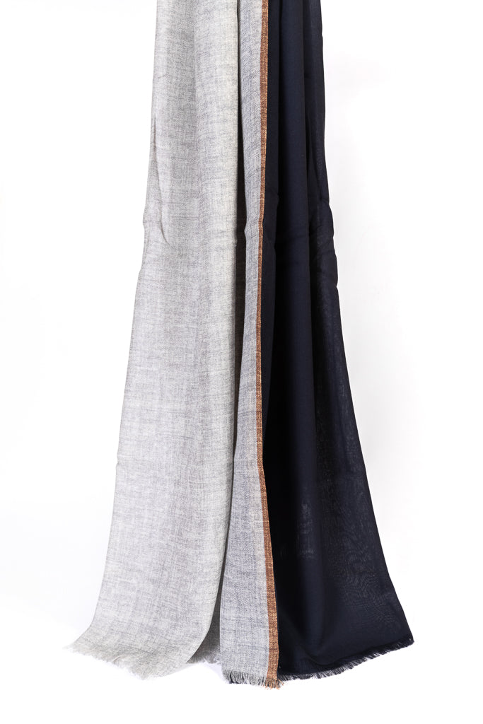 Gray Blue Double Layer Scarf