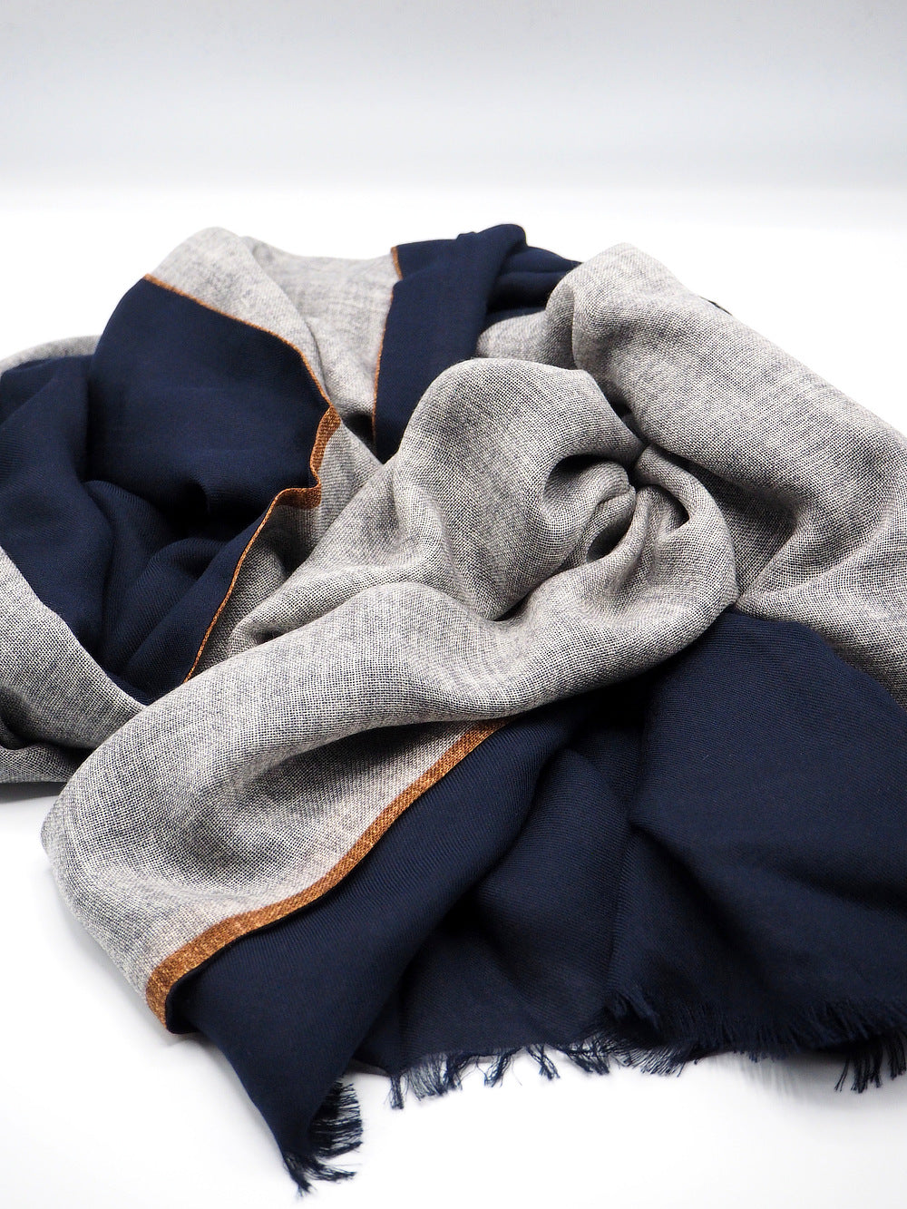 Gray Blue Double Layer Scarf