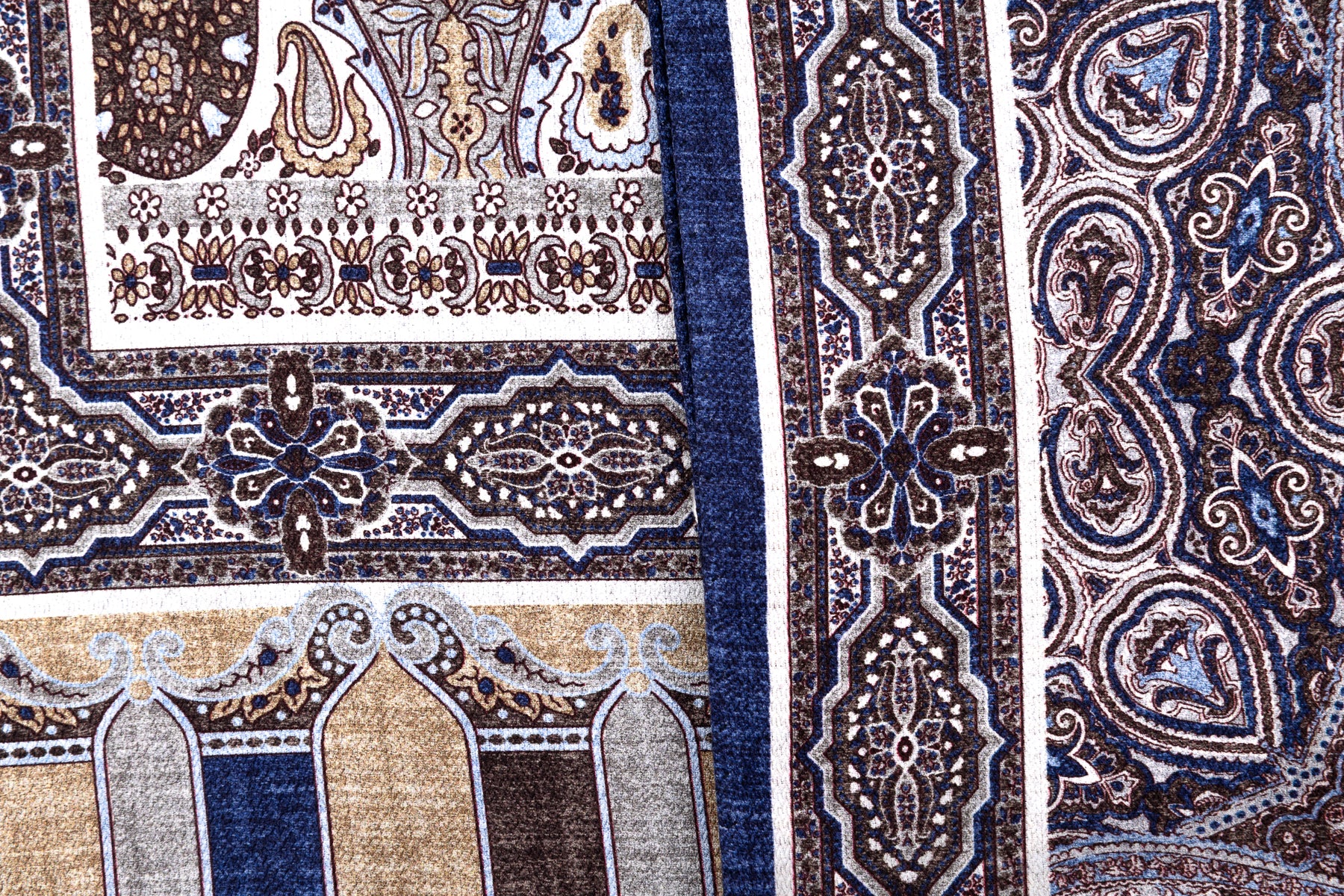Double-Faced Blue Pattern Scarf 100% Silk