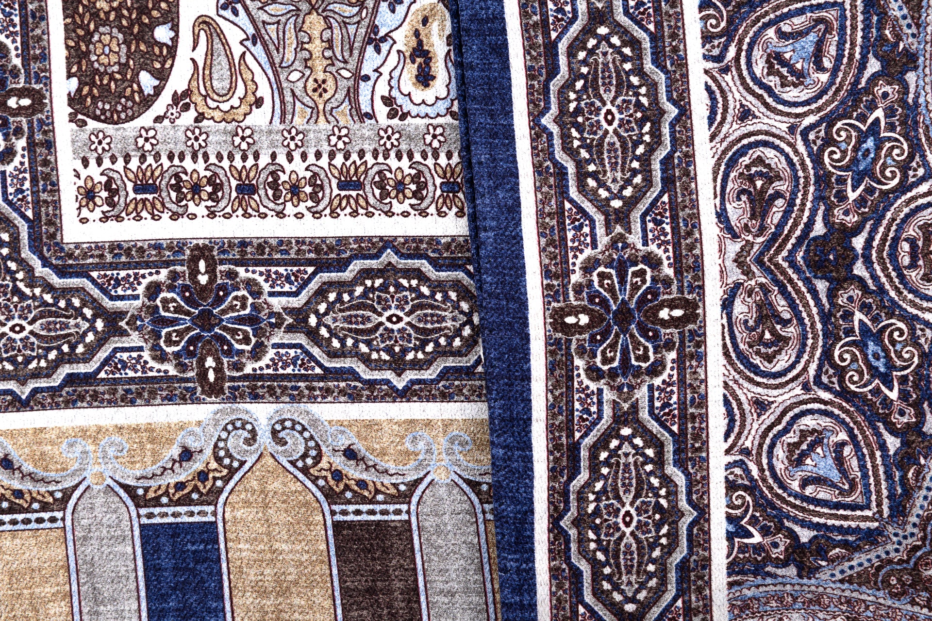 Double-Faced Blue Pattern Scarf 100% Silk