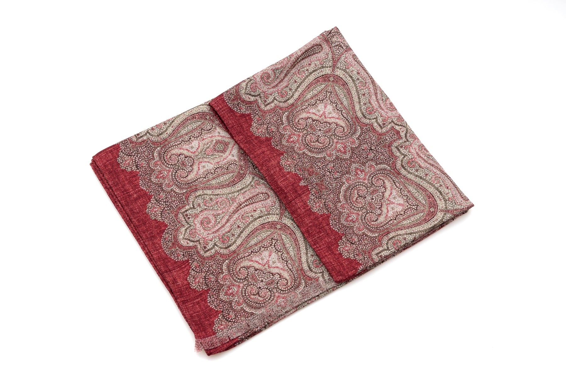 Bordeaux paisley double-face scarf 100% silk