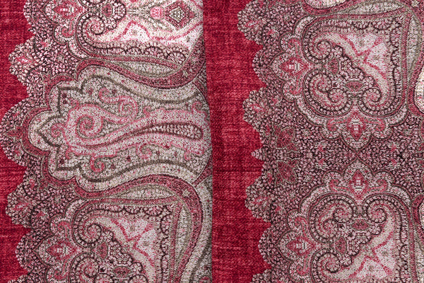 Bufanda de seda 100% con diseño paisley burdeos de doble cara
