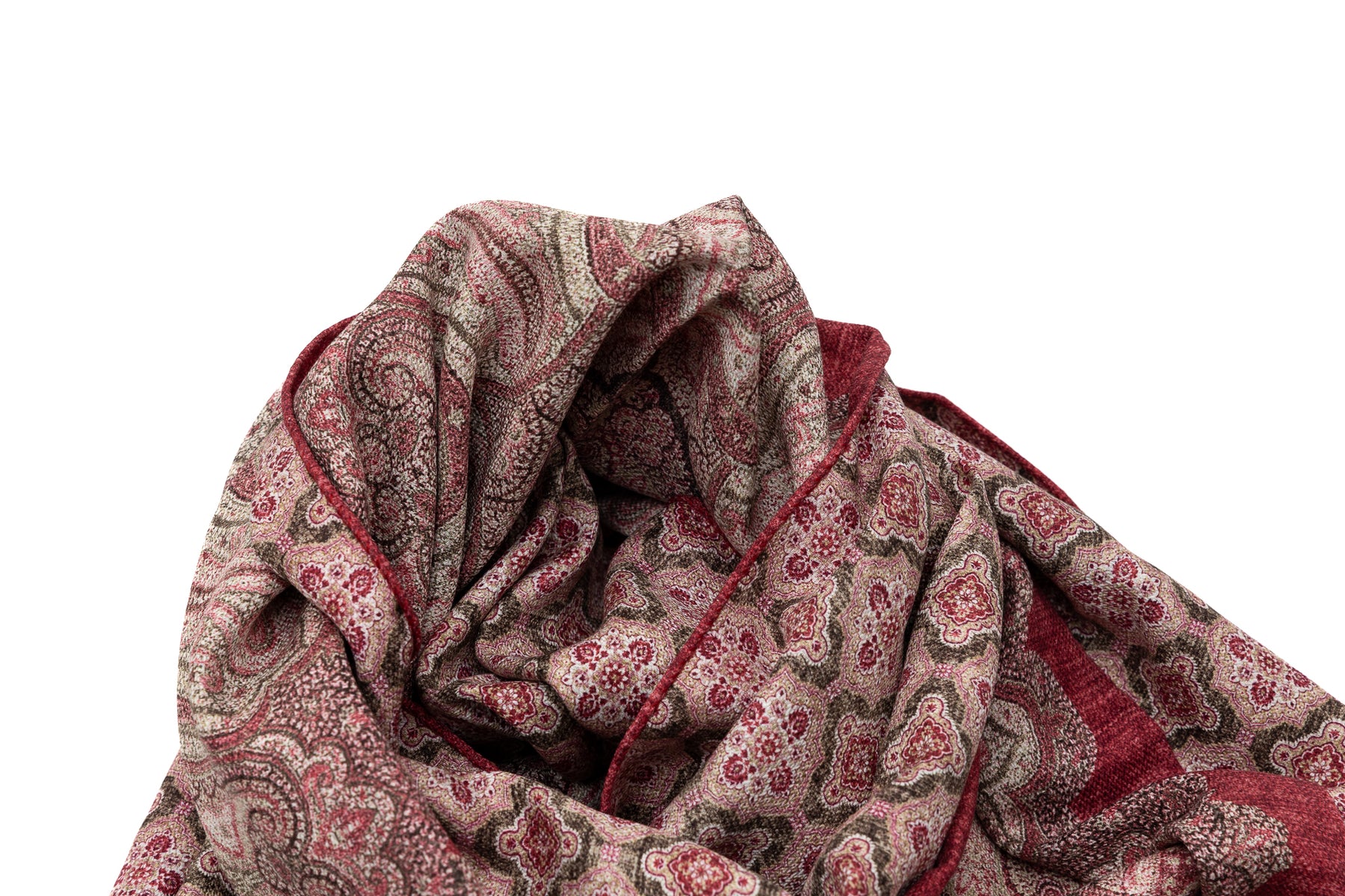 Bordeaux paisley double-face scarf 100% silk
