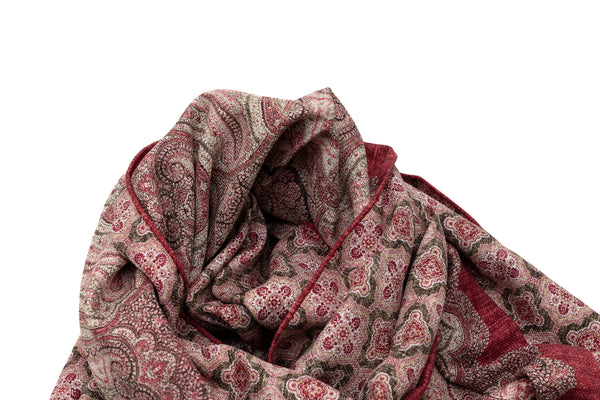 Bordeaux paisley double-face scarf 100% silk