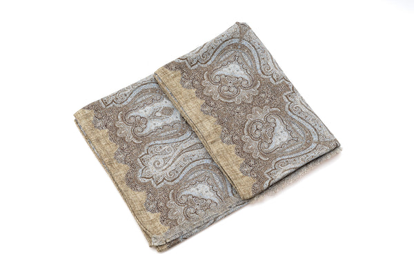 Paisley pattern scarf in neutral colors 100% silk