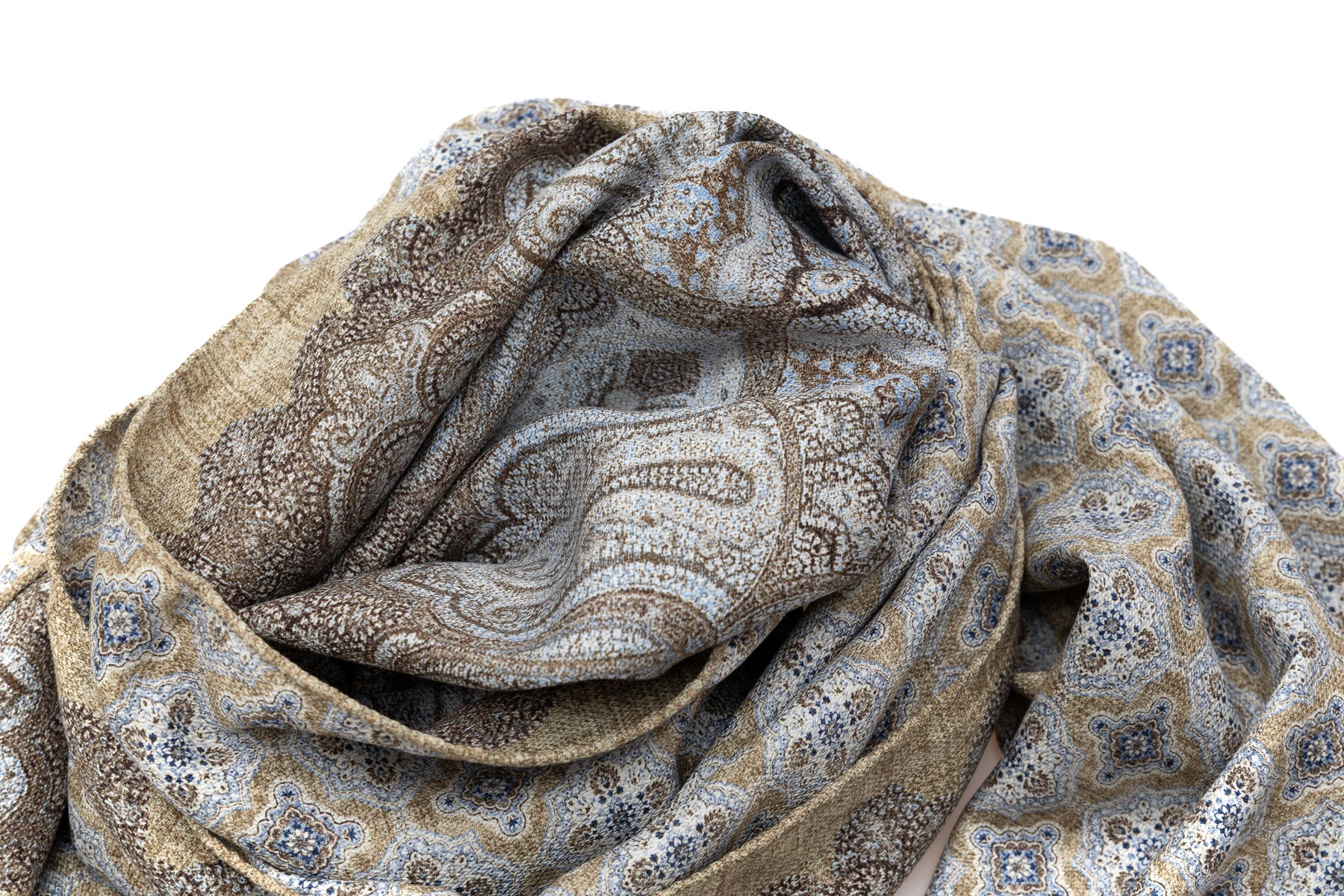 Paisley pattern scarf in neutral colors 100% silk