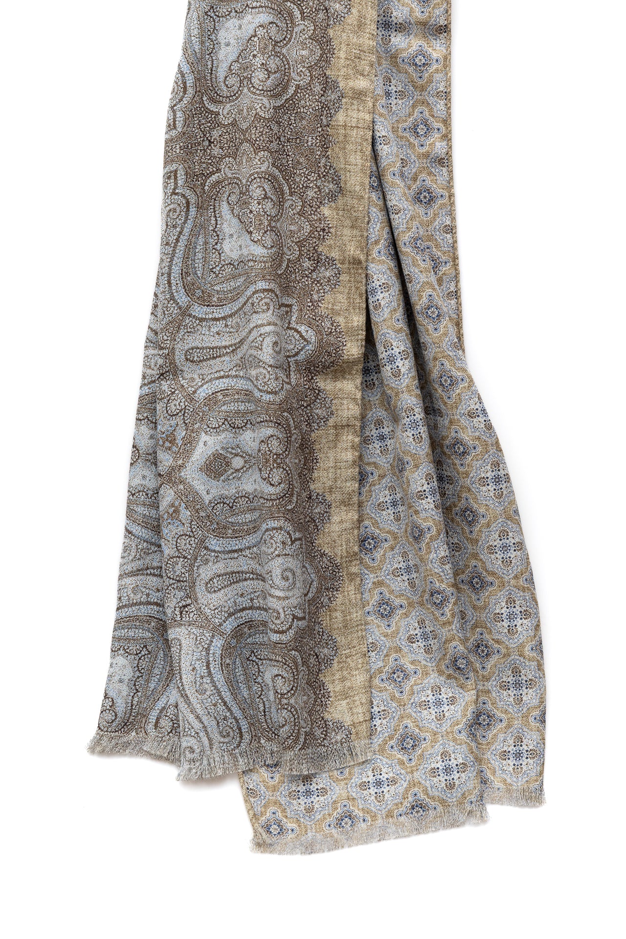 Paisley pattern scarf in neutral colors 100% silk