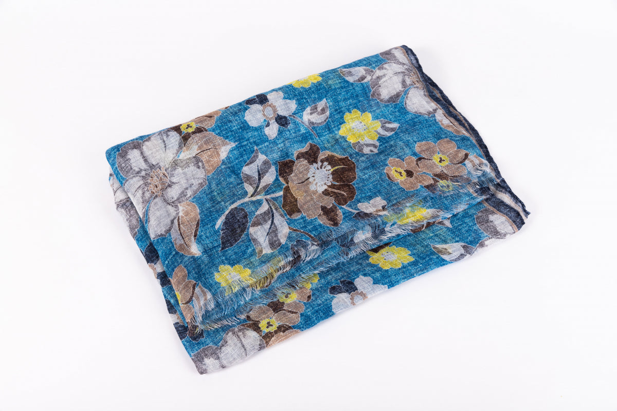 Sky blue pure linen scarf