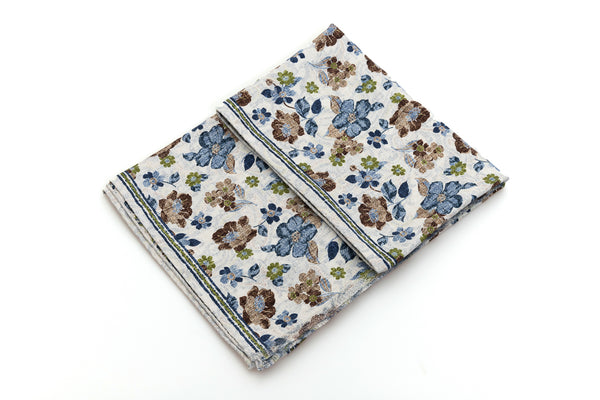Double-faced scarf with floral pattern pure silk