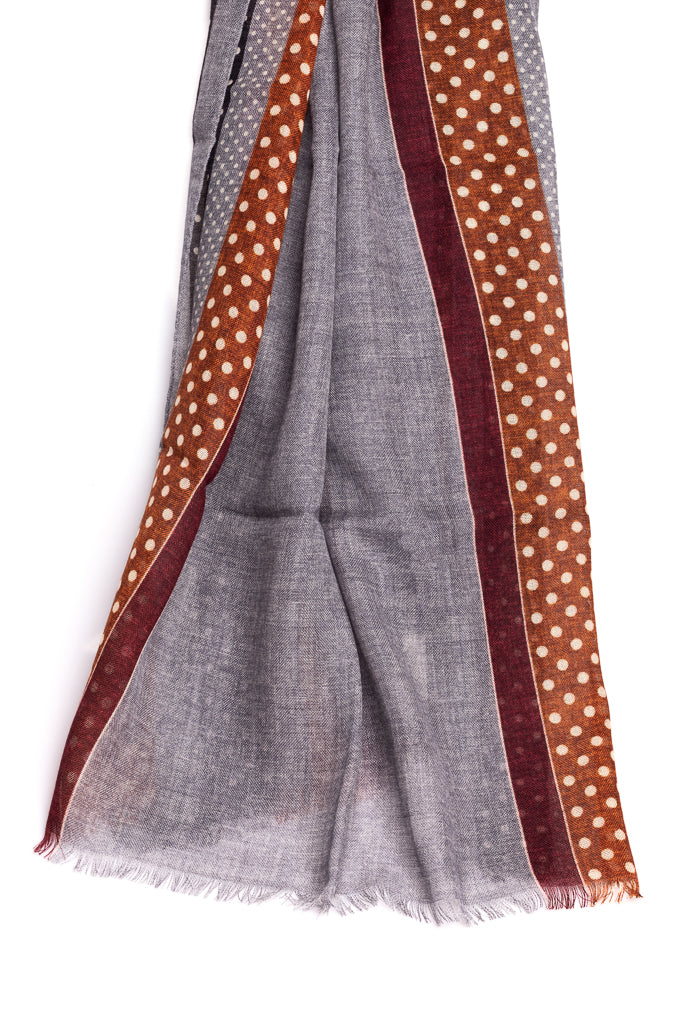 Sciarpa in pura lana a pois grigi