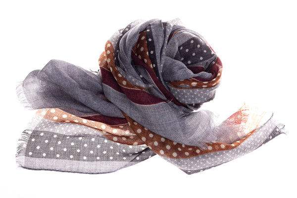 Sciarpa in pura lana a pois grigi