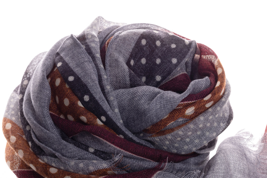 Sciarpa in pura lana a pois grigi