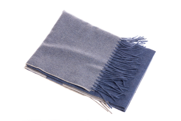 Blue checkered cashmere scarf