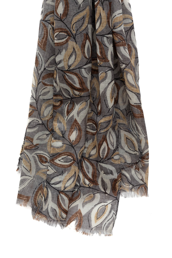 Svijetlosivi šal od čiste vune s uzorkom