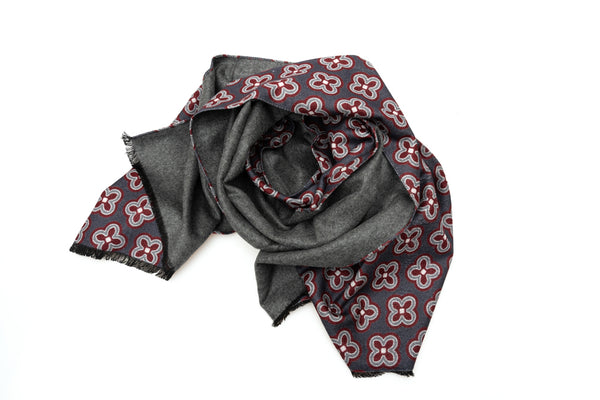 Gray scarf with geometric pattern