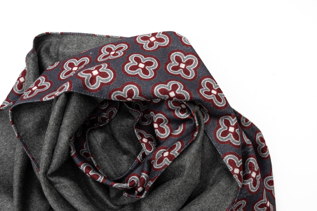 Gray scarf with geometric pattern