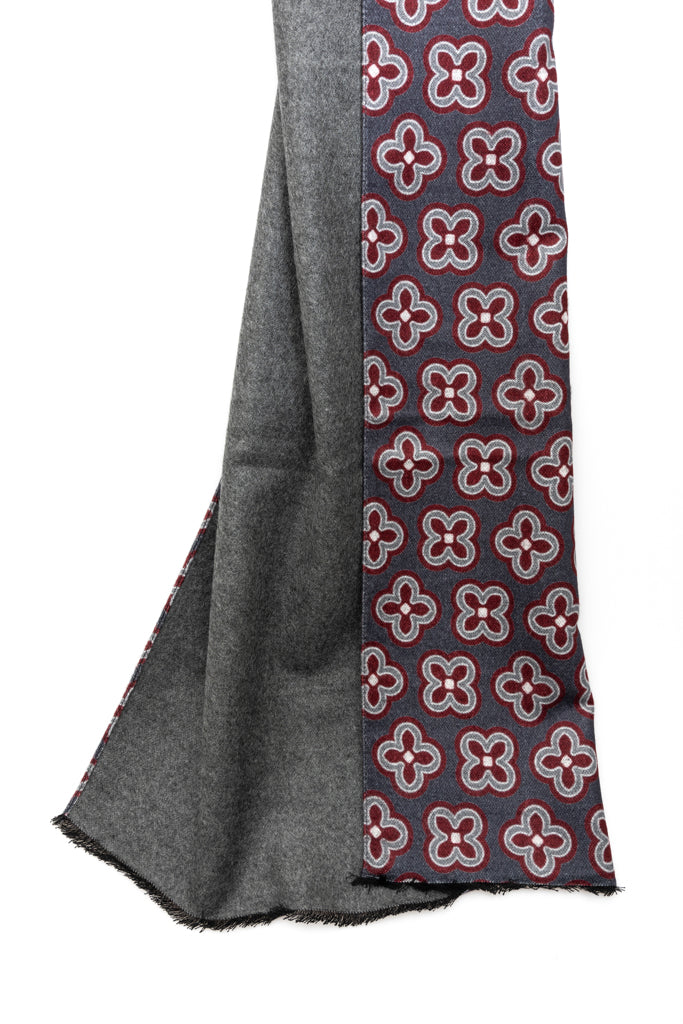 Gray scarf with geometric pattern