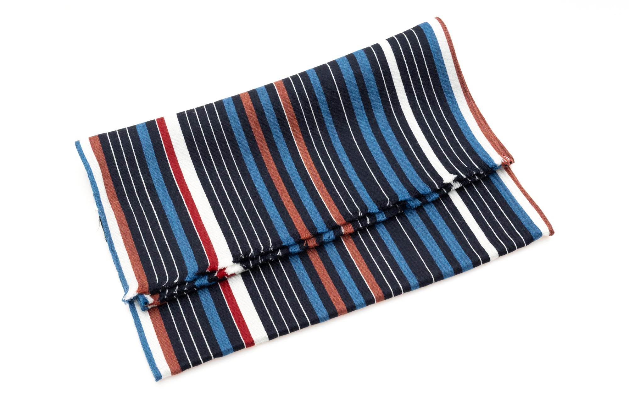 Striped wool and silk blend scarf