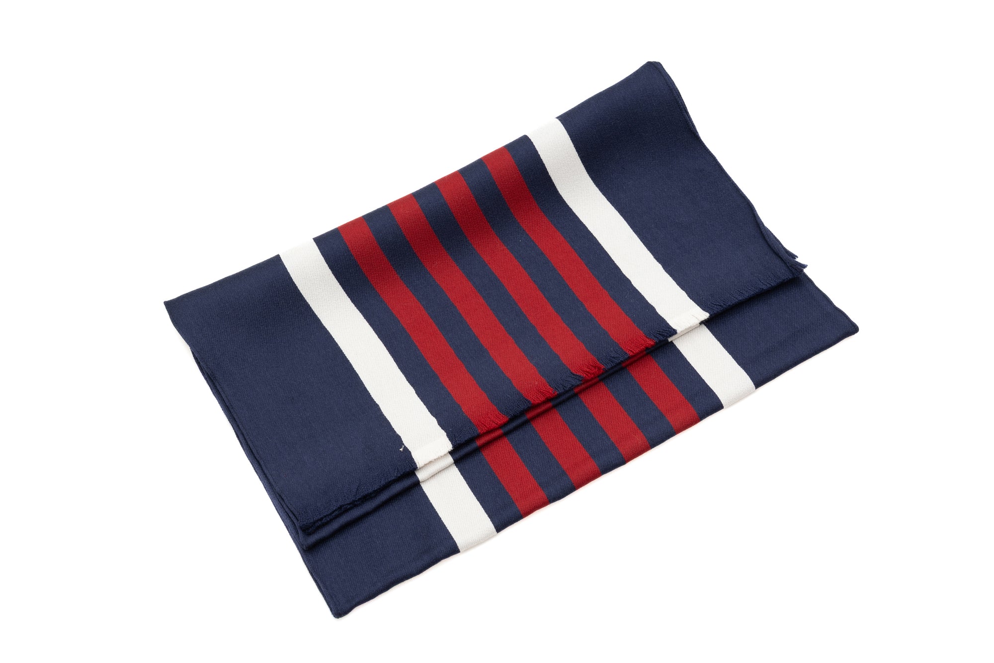 Blue striped wide scarf in silk wool