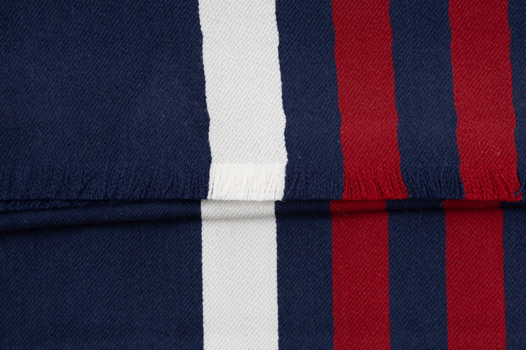 Blue striped wide scarf in silk wool