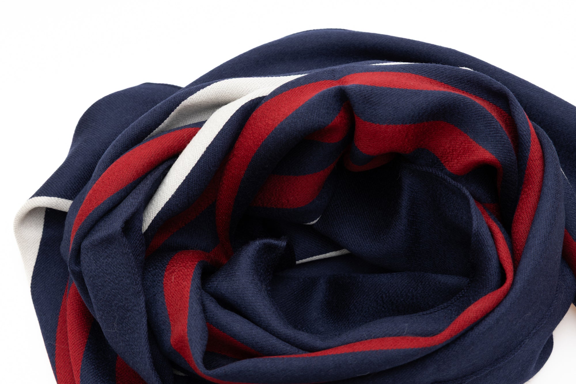 Blue striped wide scarf in silk wool