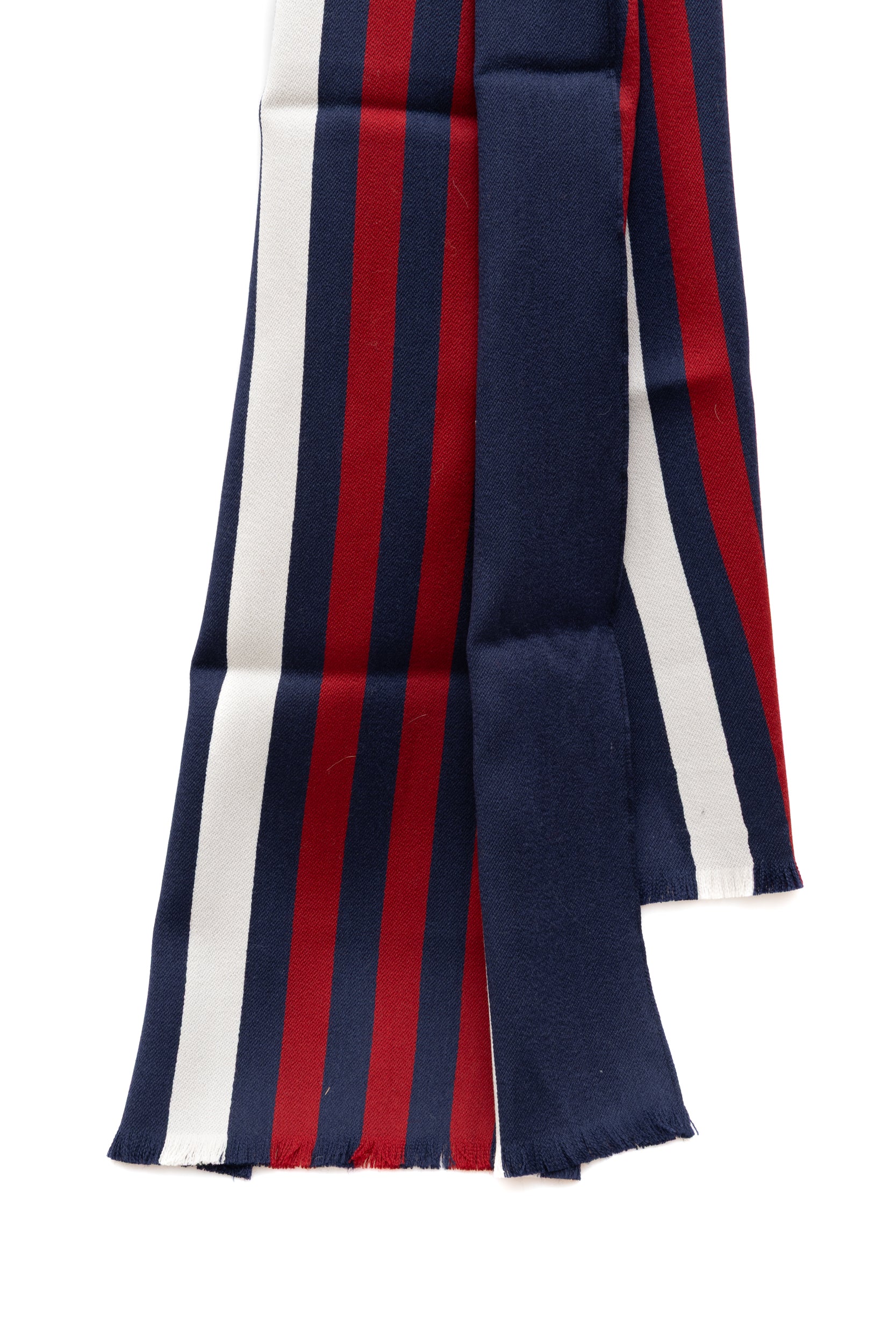 Blue striped wide scarf in silk wool