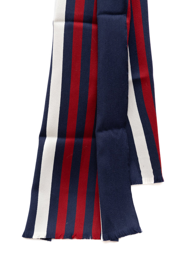 Modra prugasta široka ruta iz svile in volne