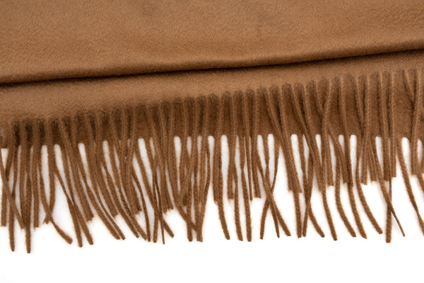 Brown fringed scarf pure cashmere