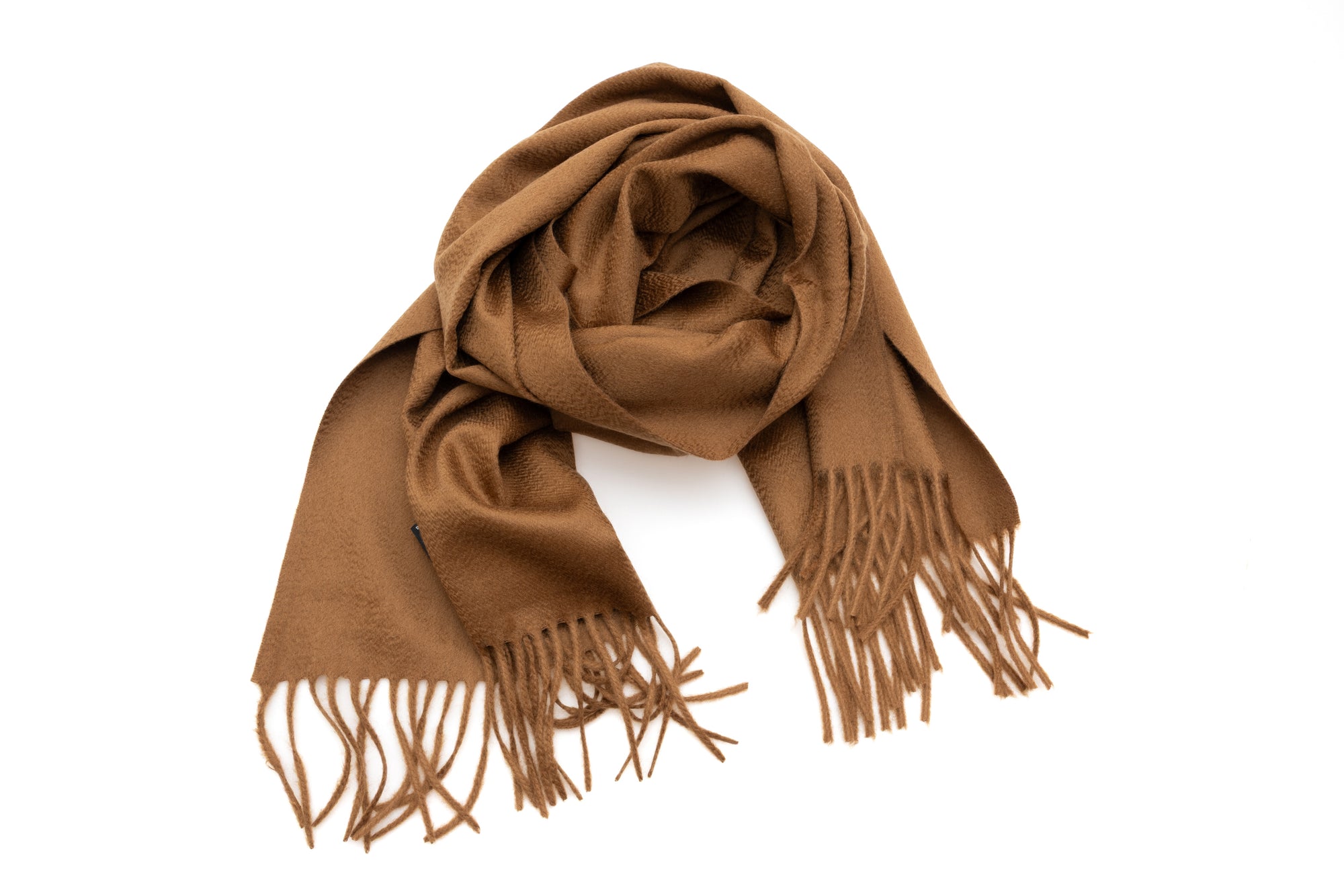 Sciarpa marrone con frange puro cashmere
